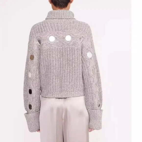 STAUD Vernacular Sweater XS/M Mirrored Heather Grey Knit Causal - Picture 4 of 8
